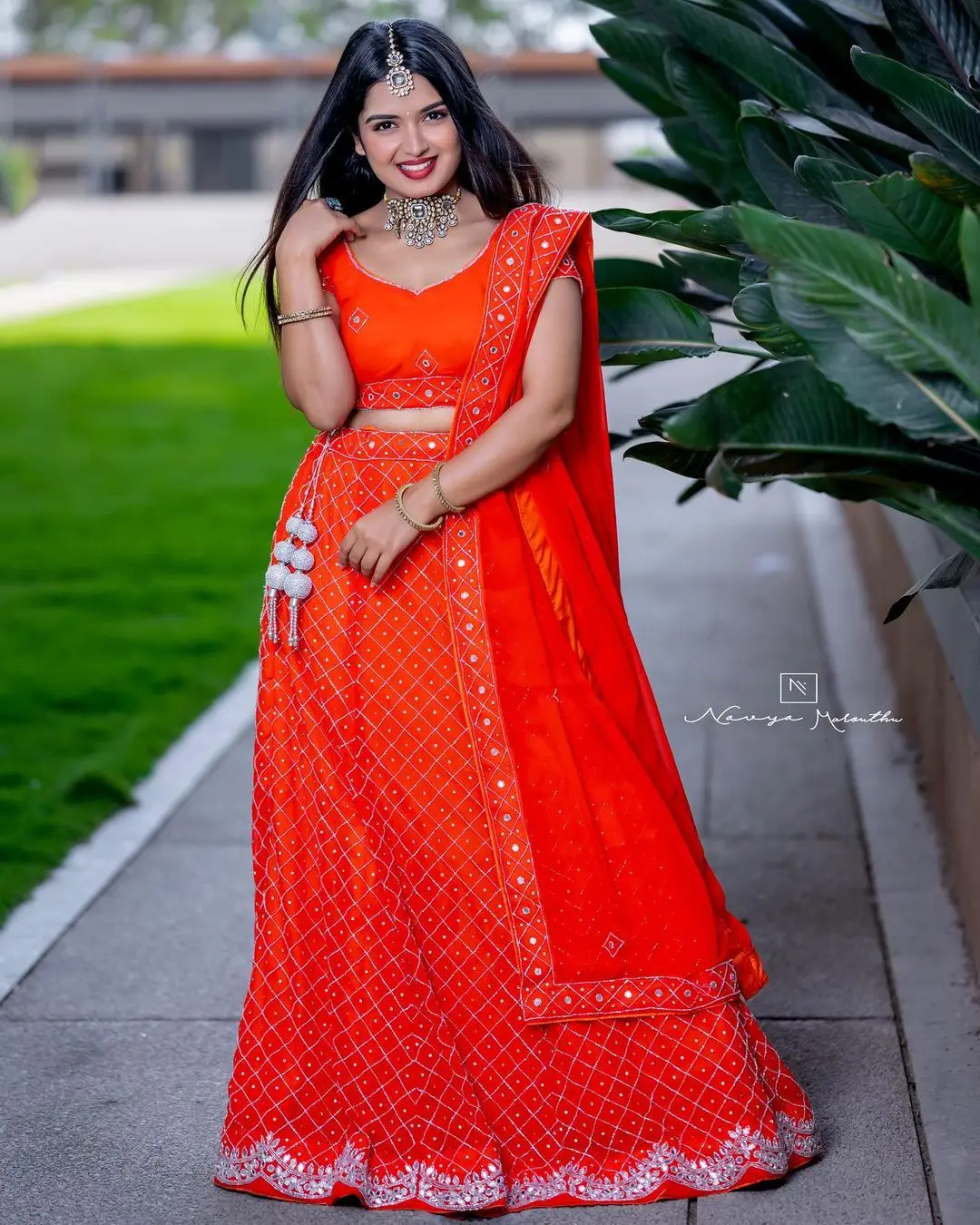 ETV Actress Priyanka Jain in Orange Lehenga Choli